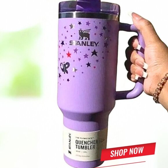 Stanley Quencher H2.0 FlowState 40oz Tumbler – Limited Edition Purple Stars - Picture 1 of 5